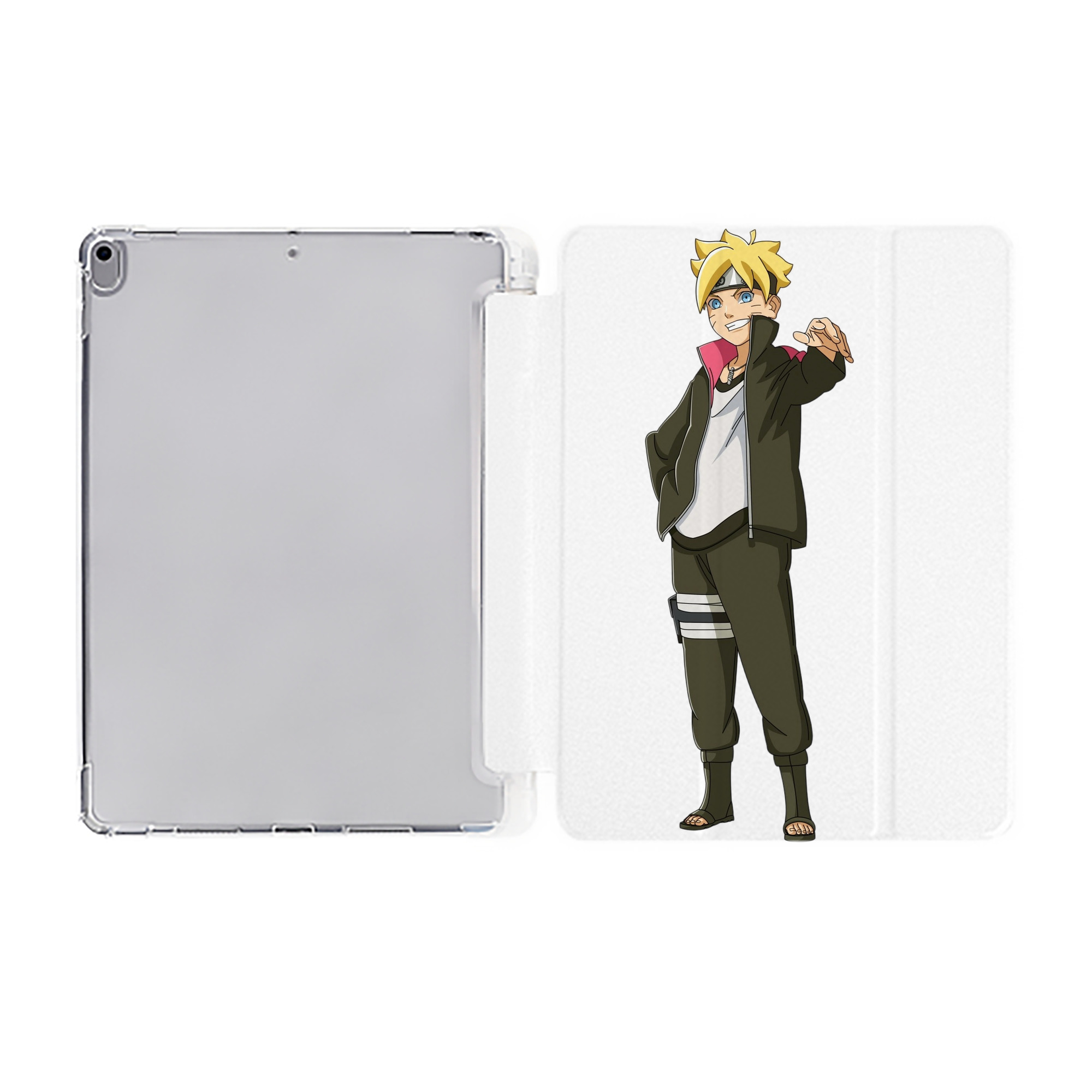 （画像用） NARUTO -ナルト- うずまき ボルト Uzumaki Boruto IPad ケース ペン収納付き 三つ折りスタンド PUレザー×シリコン 対応機種9.5/10.5/10.9インチ